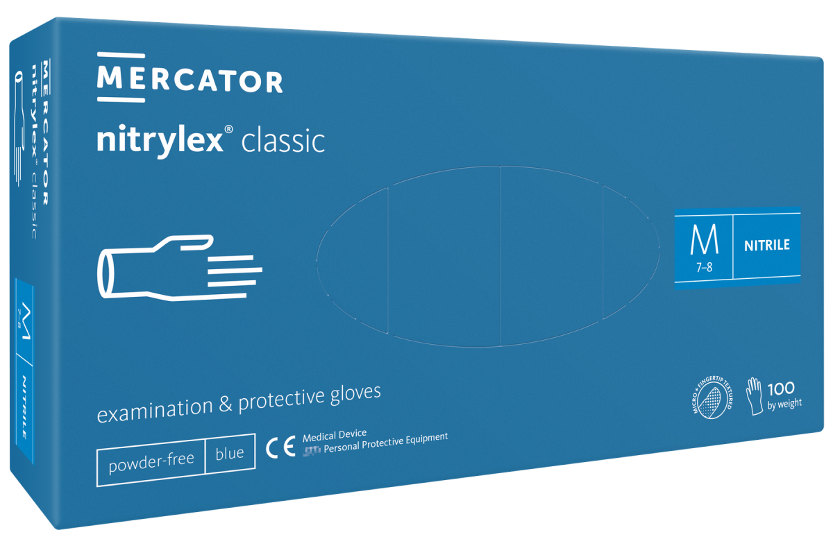 Nitrylex classic zili nitrila cimdi a100