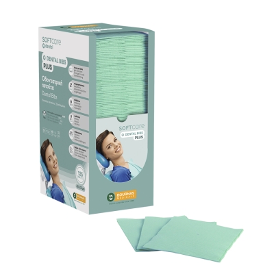 Dental Bibs Soft Care Plus 3ply with dispenser mint green (4 x 125 pcs)