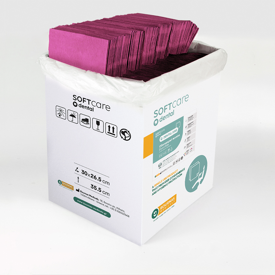 Dental Bibs Soft Care Plus 3ply fucsia (500 pcs)