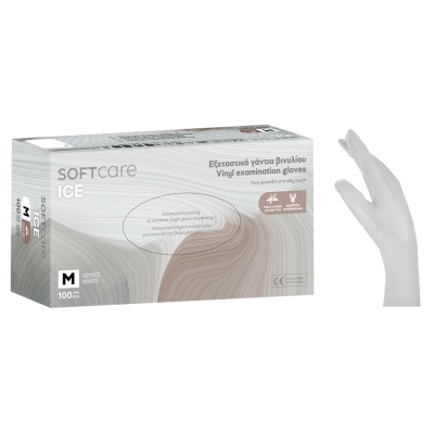 Soft Care ICE Vinyl Gloves – White powder free (100pcs)